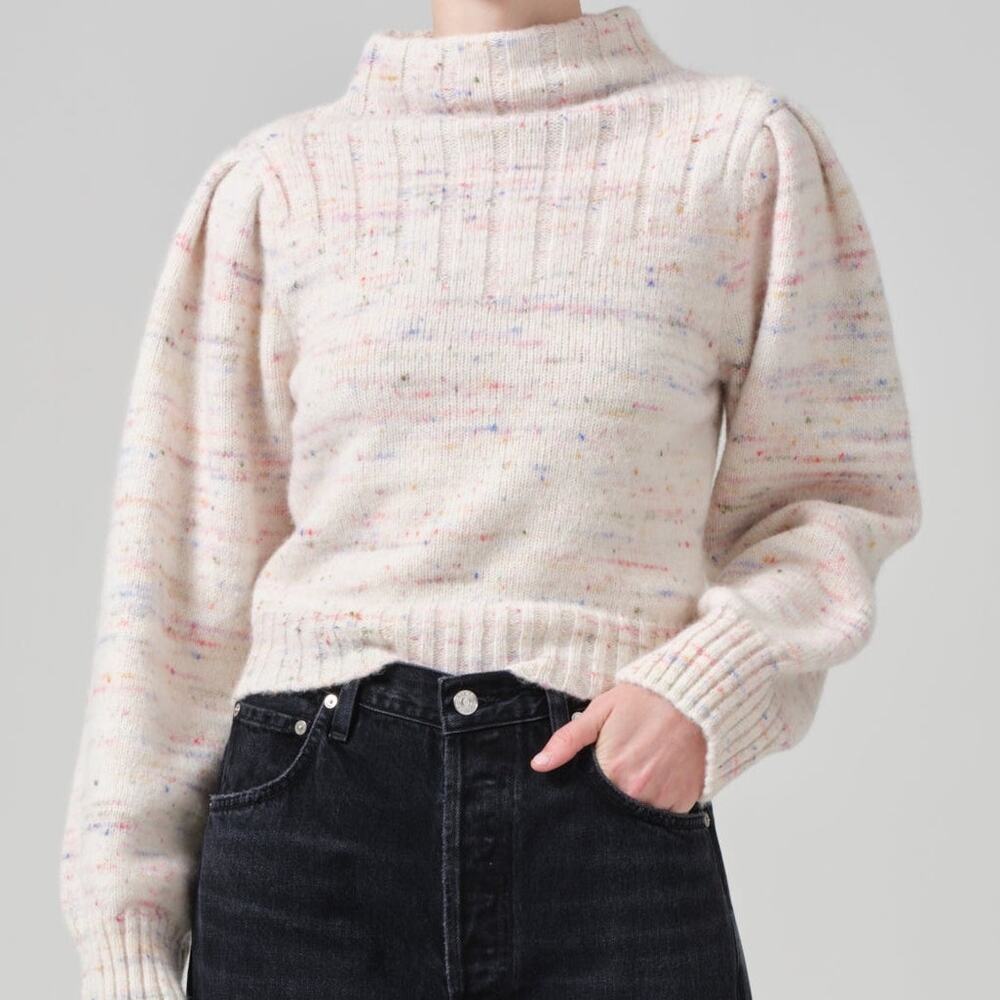 Citizens of Humanity Claudia Turtleneck Puff Sleeve Alpaca Wool Sweater Size XL